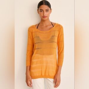 BC Essntials BB Boomer Knit Semi Sheer Resort Tunic Top Orange Medium
